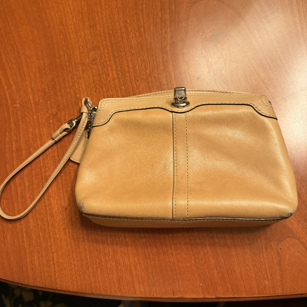Coach Tan Leather Wristlet